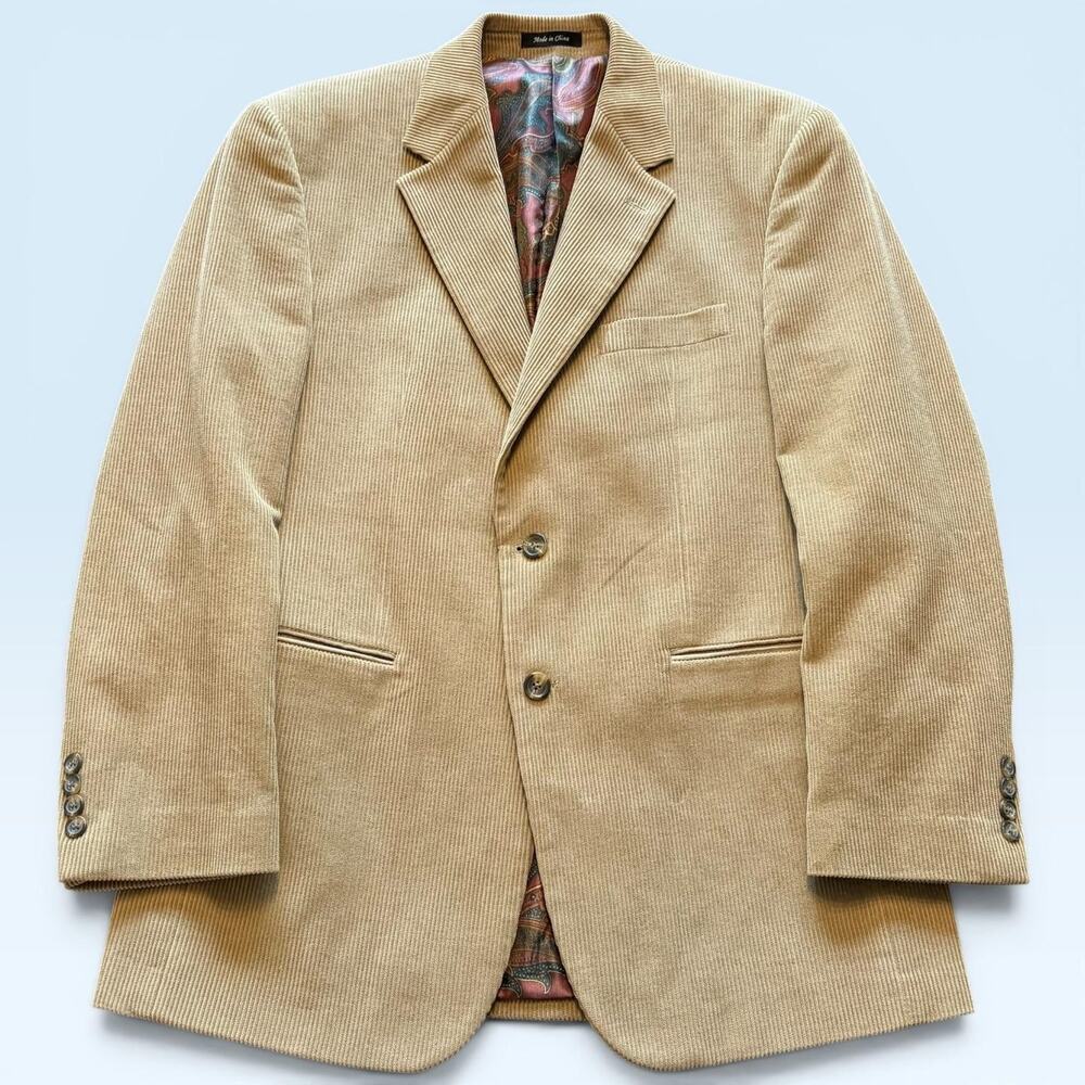 Lauren Ralph Lauren Blazer Mens 40R Beige Corduroy Paisley Lined Sport Coat